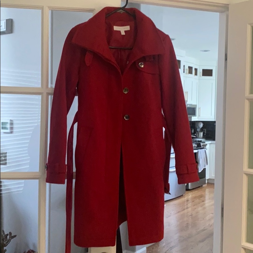 Red wool blend coat